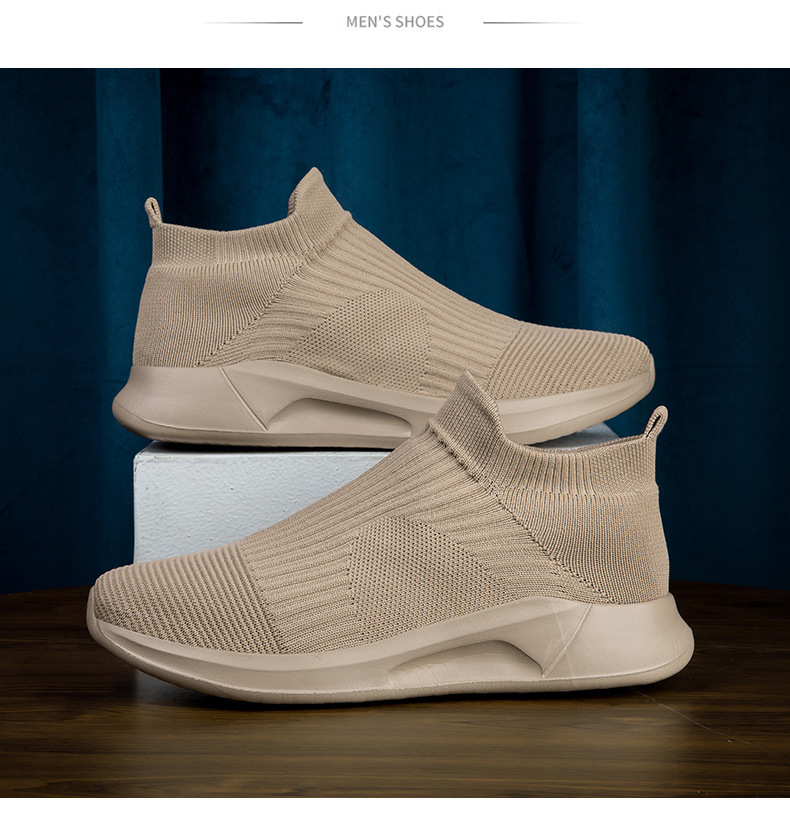 2023 spring new flying woven men's breathable shoes slip-on lazy shoes lovers shoes sports casual men's shoes cross-border undefined