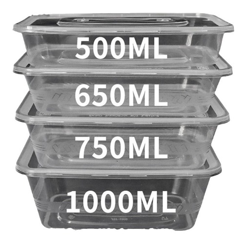 Food grade disposable lunch box packaging box transparent plastic takeaway fast food box rectangular square box with lid