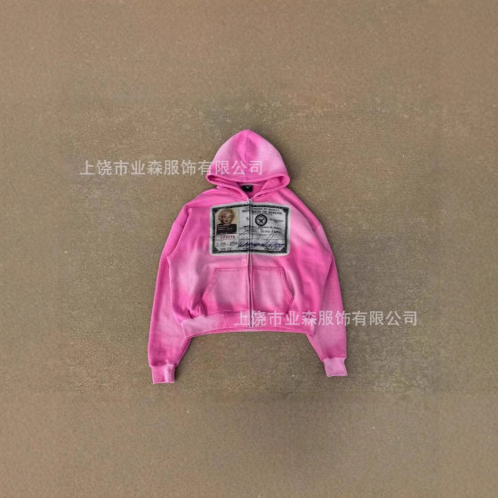 European and American Foreign Trade Cross-Border Dark Loose Antique Style Personalized American Printed Hooded Long-Sleeved Pullover Flap Pocket Pants Sweatshirt