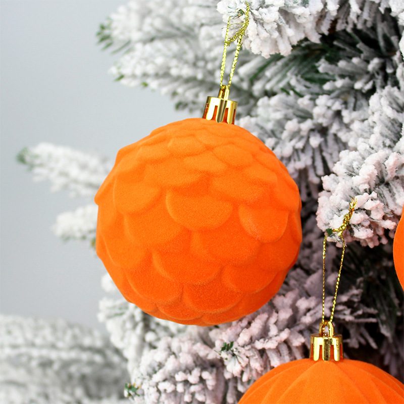 Bolas de Navidad floqued Bolas de Navidad Bolas de Navidad Decoraciones de Navidad Colgantes de árbol de Navidad Decoraciones de Navidad Colgantes de Bolas Floqued