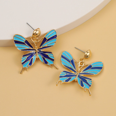 sweet cute drip butterfly earrings stud earrings Korean ins retro earring garment accessories