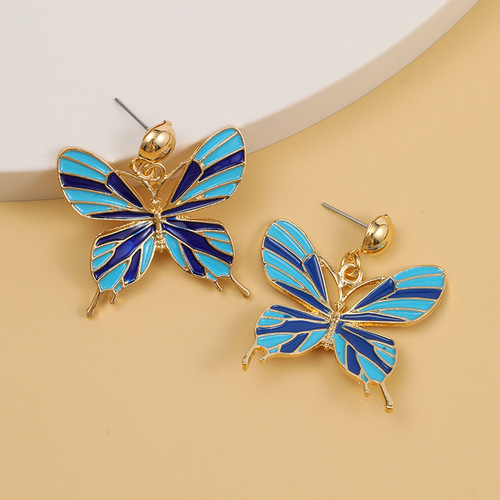 sweet cute drip butterfly earrings stud earrings Korean ins retro earring garment accessories