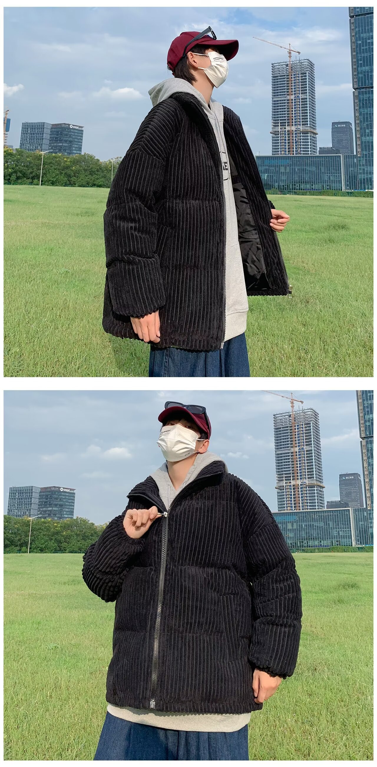 Men's Padded Winter Coat Retro Style Quilted Oversized Jacket_voghion.com