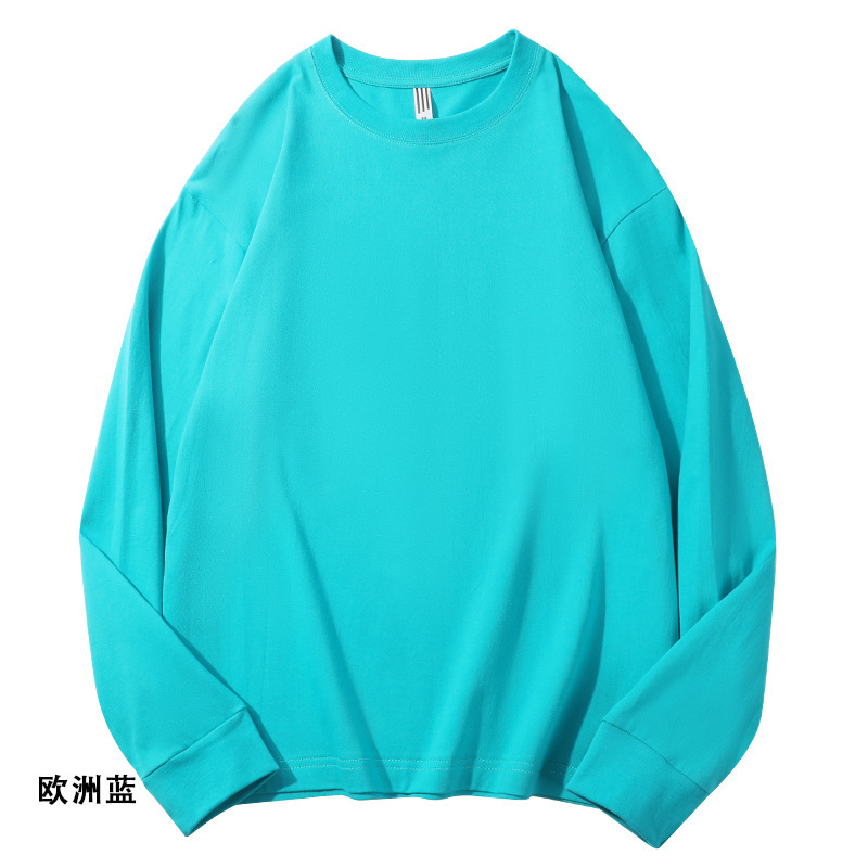 230 camiseta de manga larga de algodón pesado suéter camisa de fondo de color sólido ropa de otoño suelta casual pareja de marca de moda estadounidense
