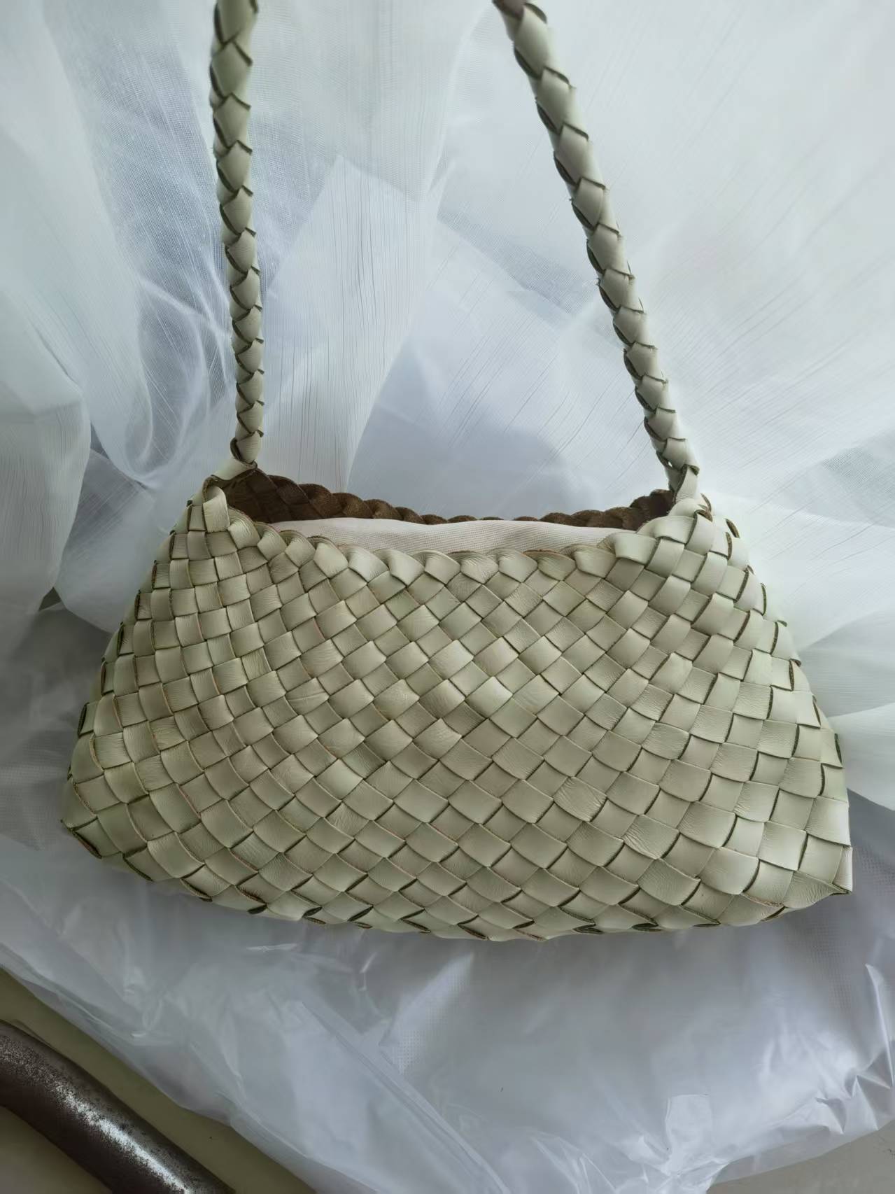 Dragon Diffusion Women's Cowhide Woven Bag Vintage Shoulder Handbag Underarm Bag Baguette Bag - Thumbnail 6