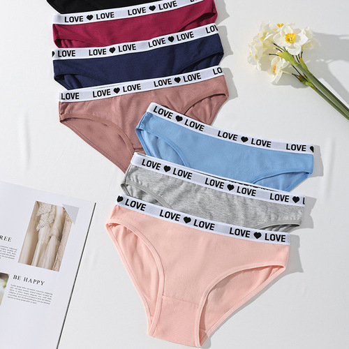 New Women's Underwear Sexy Letter Underwear Cotton Sports Invisible Low-Rise Triangle Pants Overseas Supply