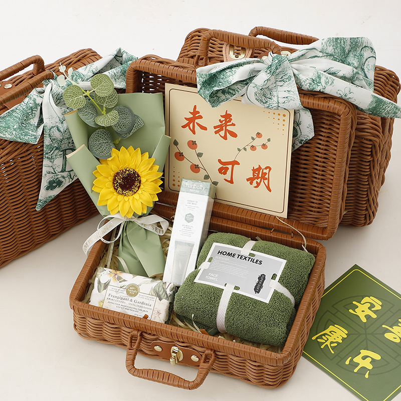 Festival de la diosa Sanba regalo práctico de gama alta cesta de ratán creativa caja de regalo empresa apertura tienda celebración actividad Group Building regalo