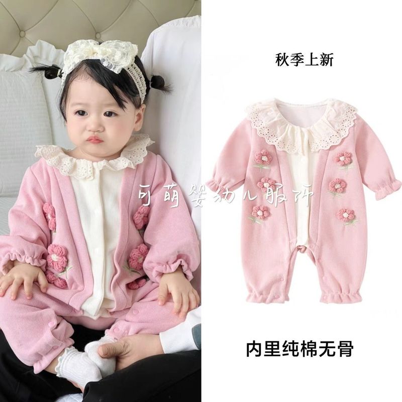 女婴儿衣服宝宝秋装连体超萌公主哈衣满月百天外套春秋季外出爬服|undefined