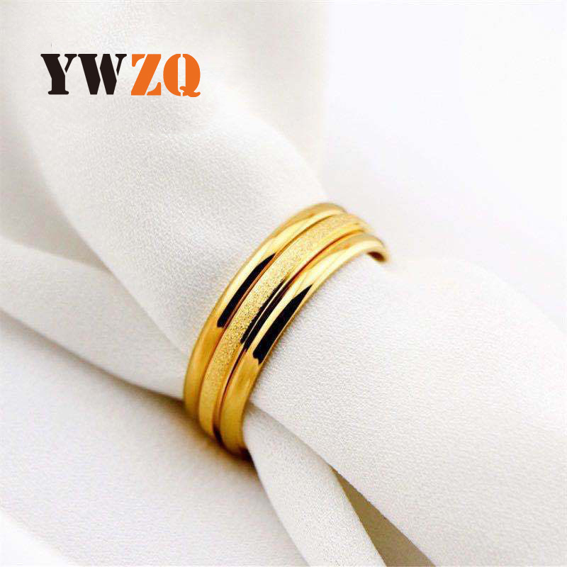 Plain Ring New Fashion Simple Sansheng Iii Titanium Steel Ring Rose Gold Three-Piece Set Frosted Glossy Surface