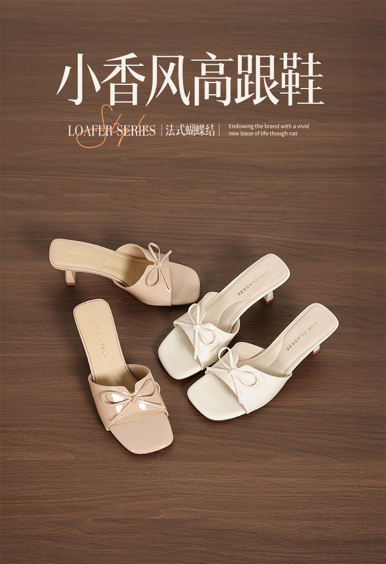 Sandal cao gót nữ hở mũi quai ngang màu nude — MQ17 khỏa thân màu hồng chi tiết 3