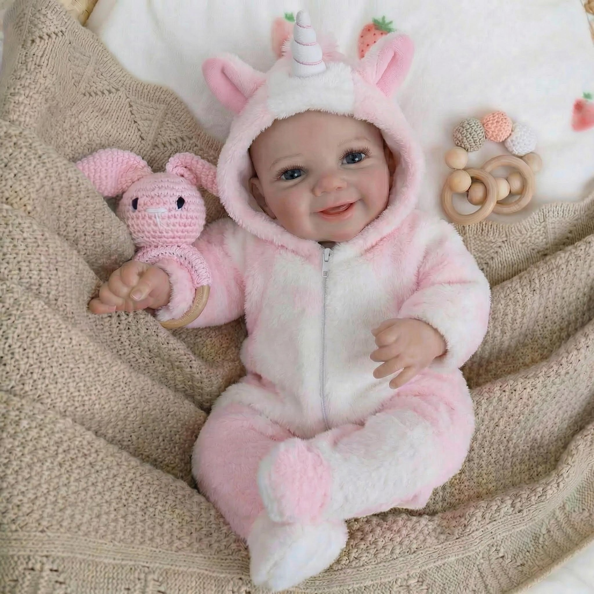 NPK 19 pulgadas polvo unicornio vivienne muñeca de simulación de mano 3D piel veina filamento de sangre visible