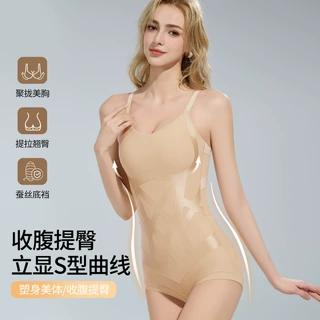 【原创】黑绷带连体塑身衣加压塑腰收腹提臀夏季薄款产后塑形美体