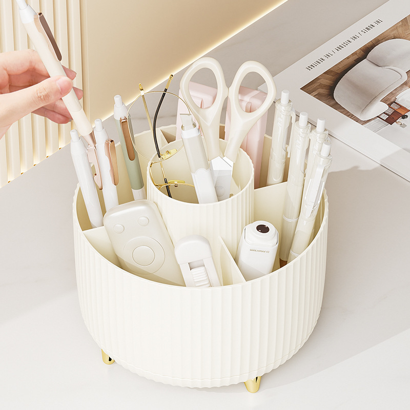 化粧品収纳ケース高级感デスクトップアイライナー分格纳筒360度回転ペンシル口紅置物|undefined