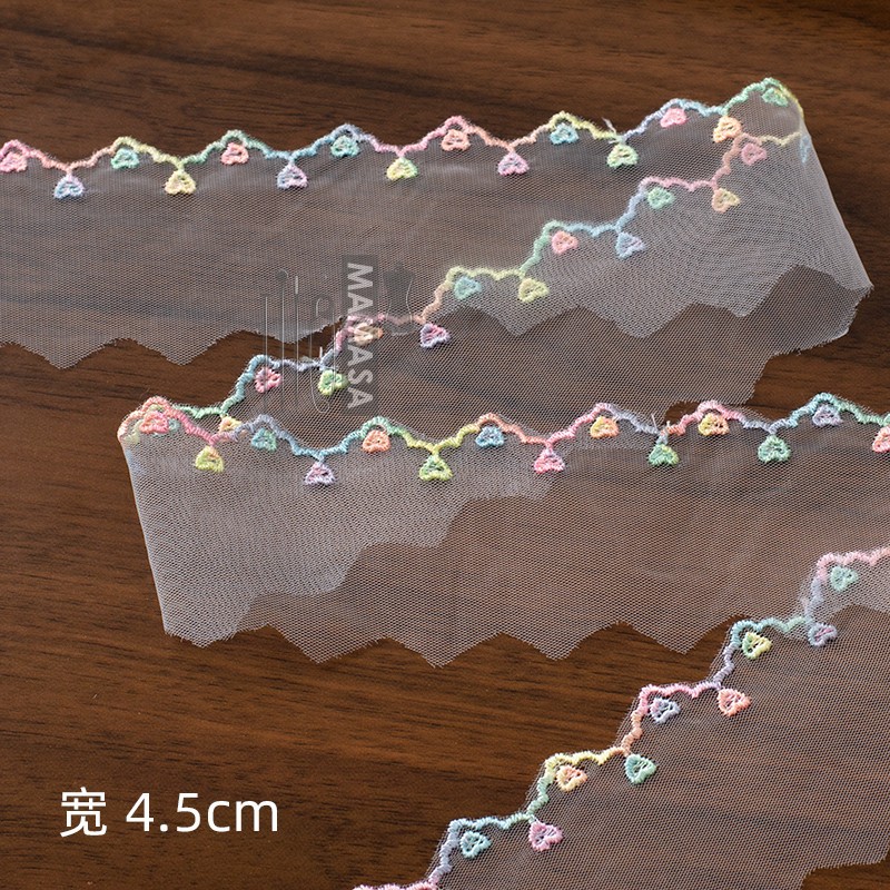 Venta al por mayor de bricolaje hecho a mano lolita ropa tela accesorios para el cabello dopamina fantasía color bordado malla encaje