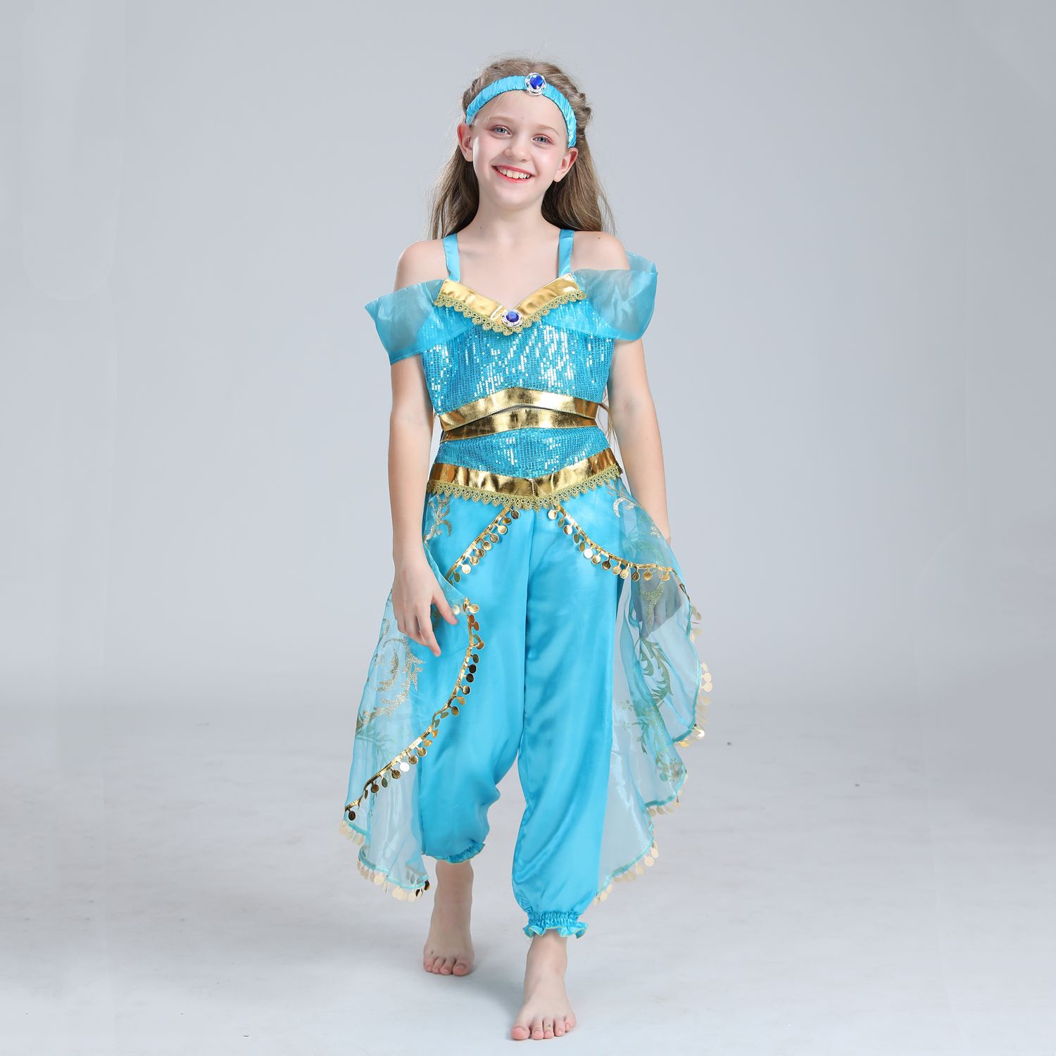 Amazon casual ropa de los niños de comercio exterior de Halloween casual Jasmine princesa Aladdin lámpara mágica traje