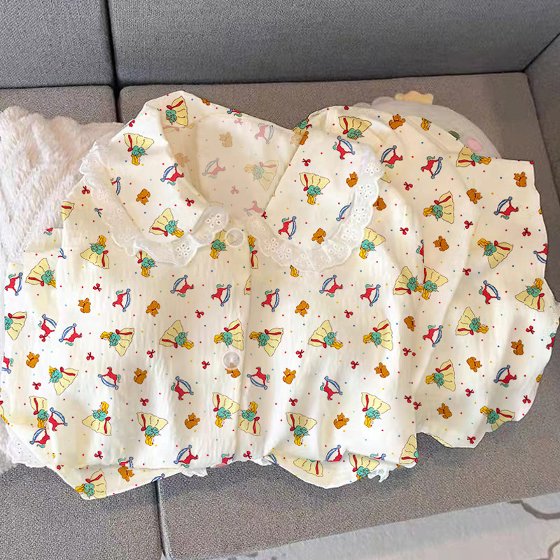 网红风云朵棉睡衣女秋季款薄款长袖长裤亲肤娃娃领可爱猫咪家居服|undefined