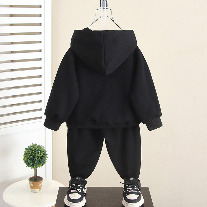 6072 Suéter para niños Traje deportivo 2024 Nuevo traje de dos piezas de suéter de bebé de manga larga con capucha de primavera y otoño para niños