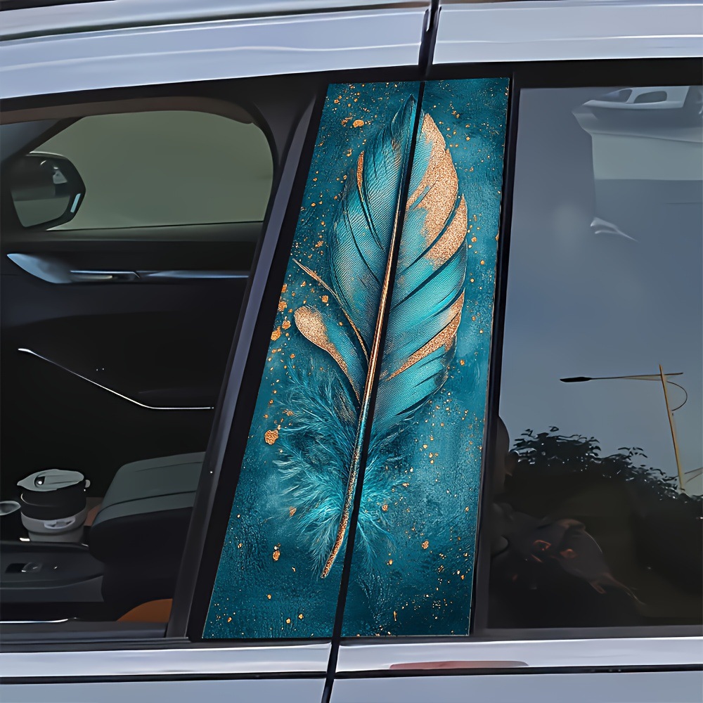 跨境TEMU亚马逊专供乙烯基车贴B柱外壳羽毛贴纸
