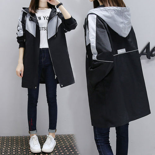 Plus Size Cotton Lined Thick Windbreaker Long Sleeve Women's Spring and Autumn New Medium Length Fashion Coat Korean Style Casual Outerwear