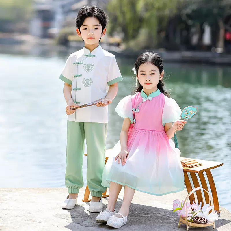 汉服男童2025春秋新款儿童超仙女童古装小学生国风男孩唐装国学服