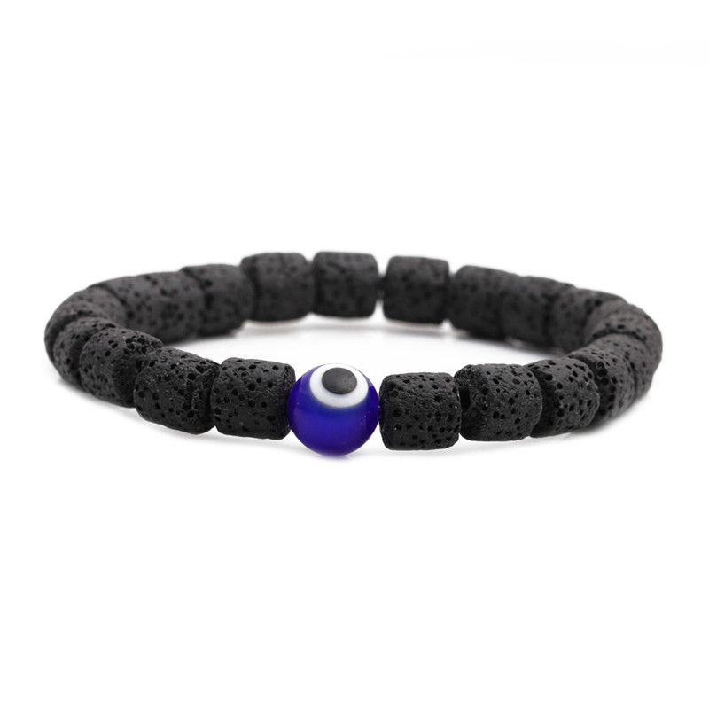 19g Weight No Inlaid Inlay Material Bracelets Classification Housewarming, Anniversary, Business, Wedding, Travel, Birthday, Festival Occasion Devil'S Eye Pattern Unisex Gender Fashion Style Dark Blue, White, Red, Green, Blue, Black Color Volcanic Stone Bracelet 14