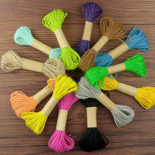 Manufacturer wholesale 1.5-2mm colored hemp rope DIY packaging hemp rope tag rope dream catcher material 10 meters/tie