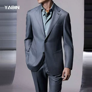 定制高端西装套装 男高级感休闲正装羊毛礼服半麻衬男装新郎西服