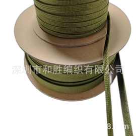 批发军工绝缘绿色阻燃锦纶高强丝套蛇皮伸缩棉线耐磨编织网套管锦