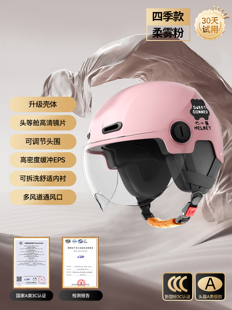 Auto Parts and Accessories – Motuoche Women's Summer UV - new-national-standard-a-class-3c-soft-mist-pink-hd-short-lens-detachable-earmuffs