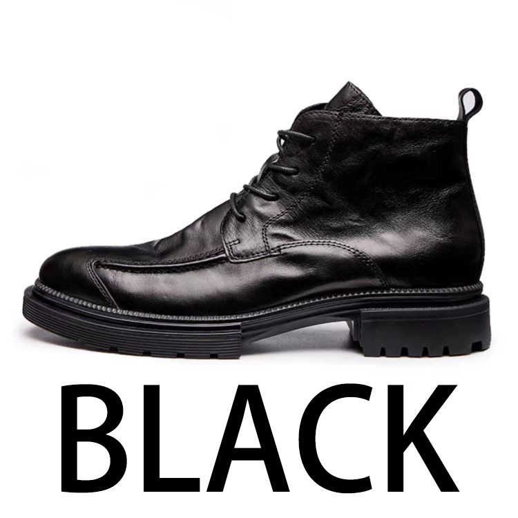 Botas altas con cremallera Botines redondos con suela de plataforma para hombres mayores_voghion.com