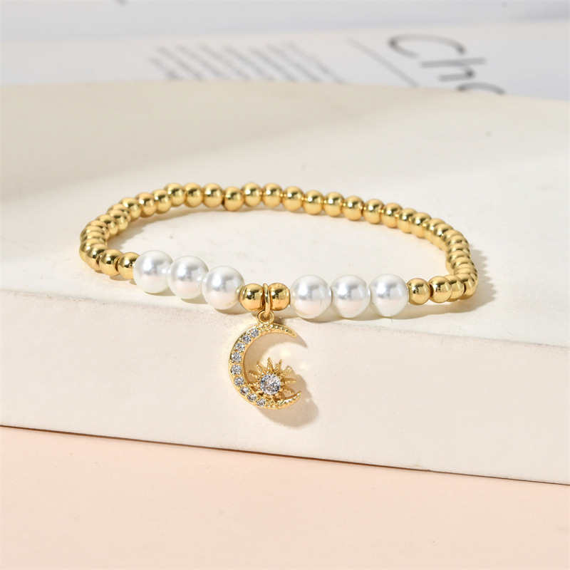 Fashion Moon Bear Copper Bracelets Beaded Inlay Zircon Copper Bracelets