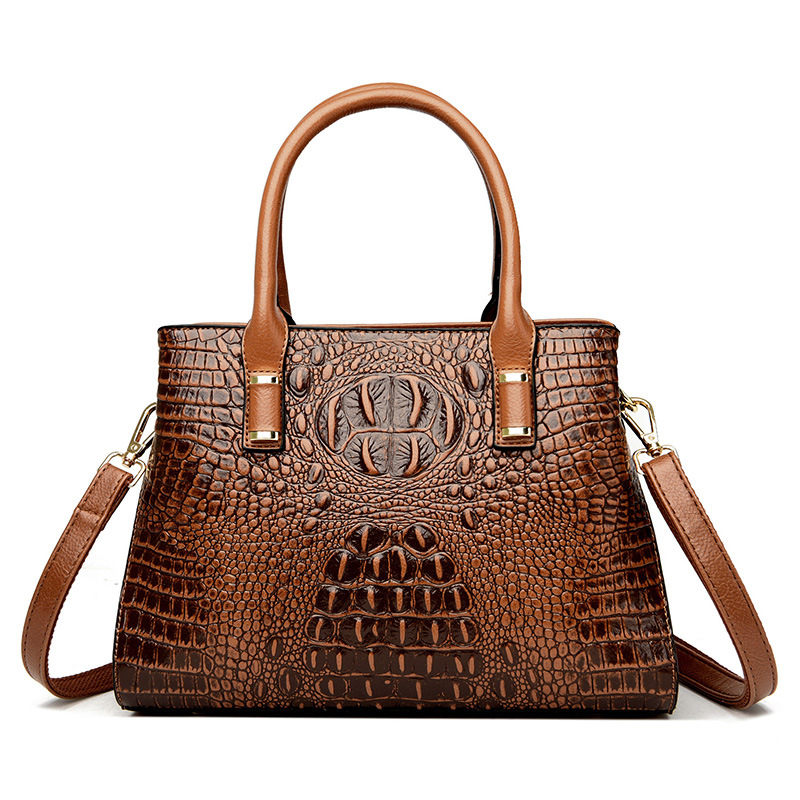 Women's bag light luxury brand crocodile pattern soft leather mother bag 2023 new European and American trendy elegant handbag for middle-aged women_voghion.com