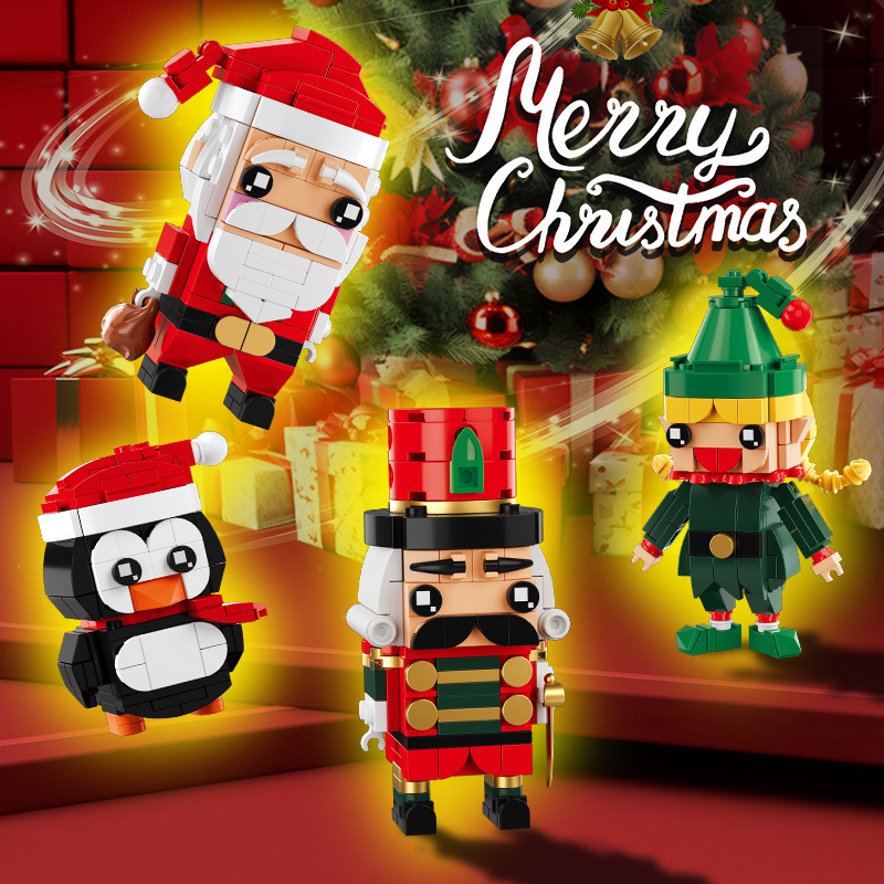 国境を越えた互換性のあるレゴクリスマススクエアヘッド小さな粒子トレンディなMOCペンギン組み立て子供の教育ビルディングブロックおもちゃ|undefined