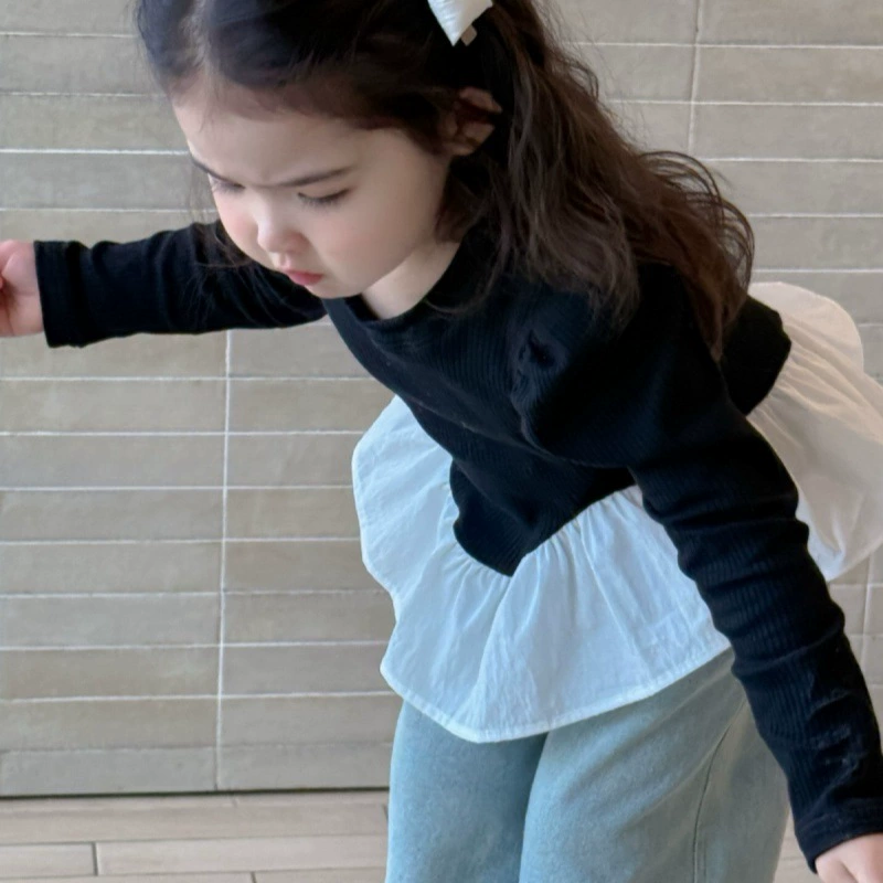 Spring T-shirt, jeans, children's clothing, trend of season, Korean style, western style, with little bears