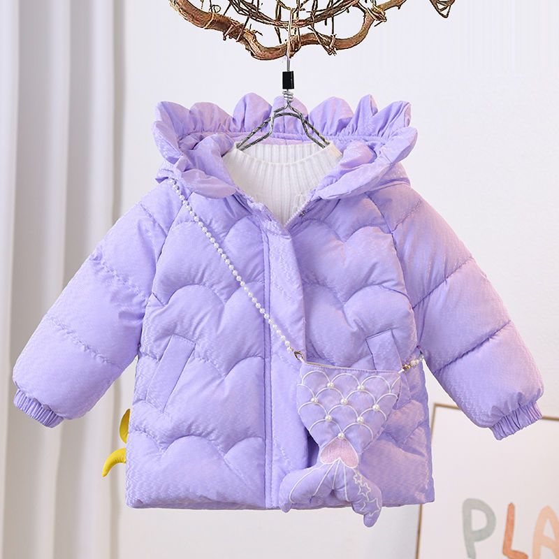 girl Down Jackets girl new pattern Children mermaid lovely Autumn and winter thickening Hooded Down jacket