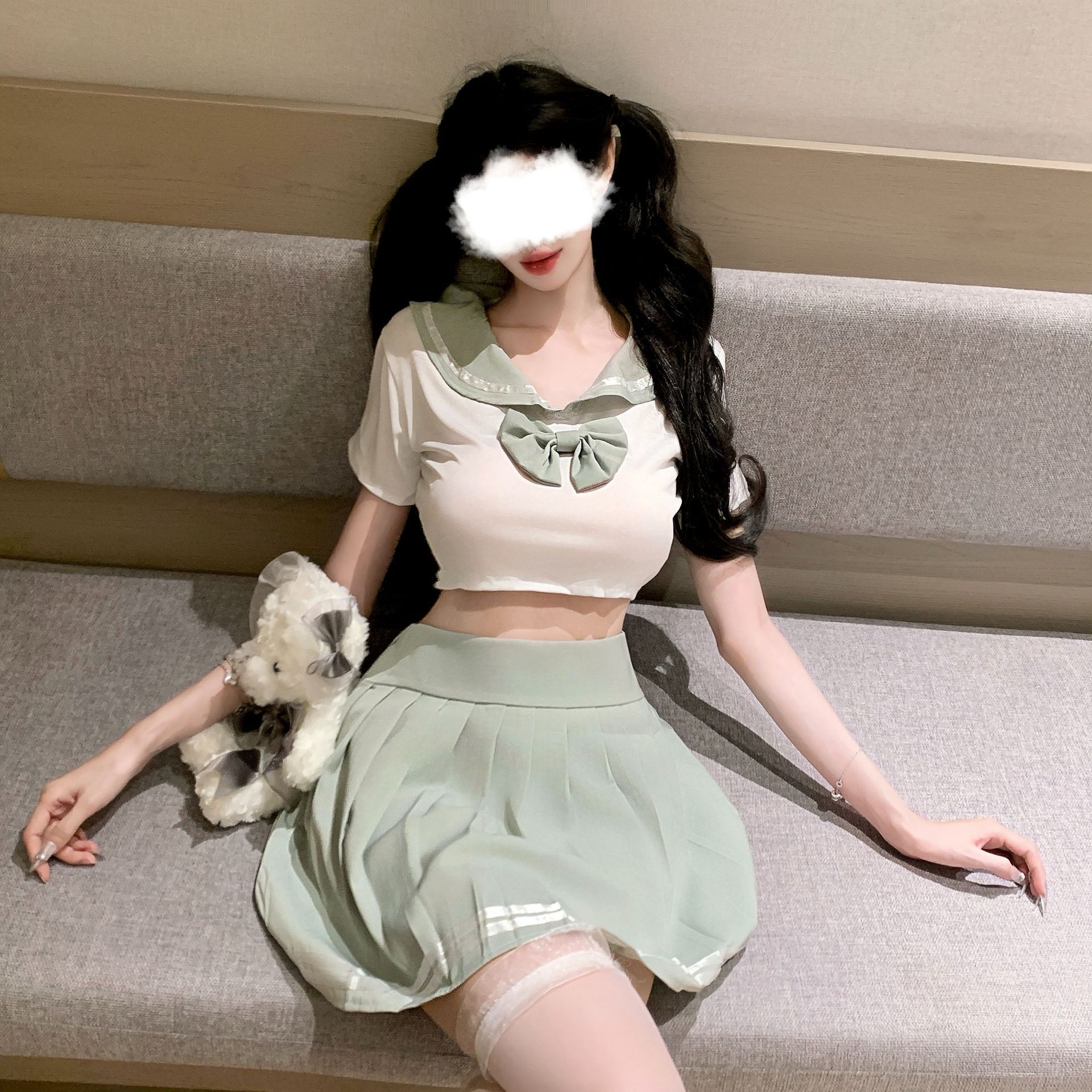 夜酥 Sexy underwear, split uniform, set, pijama