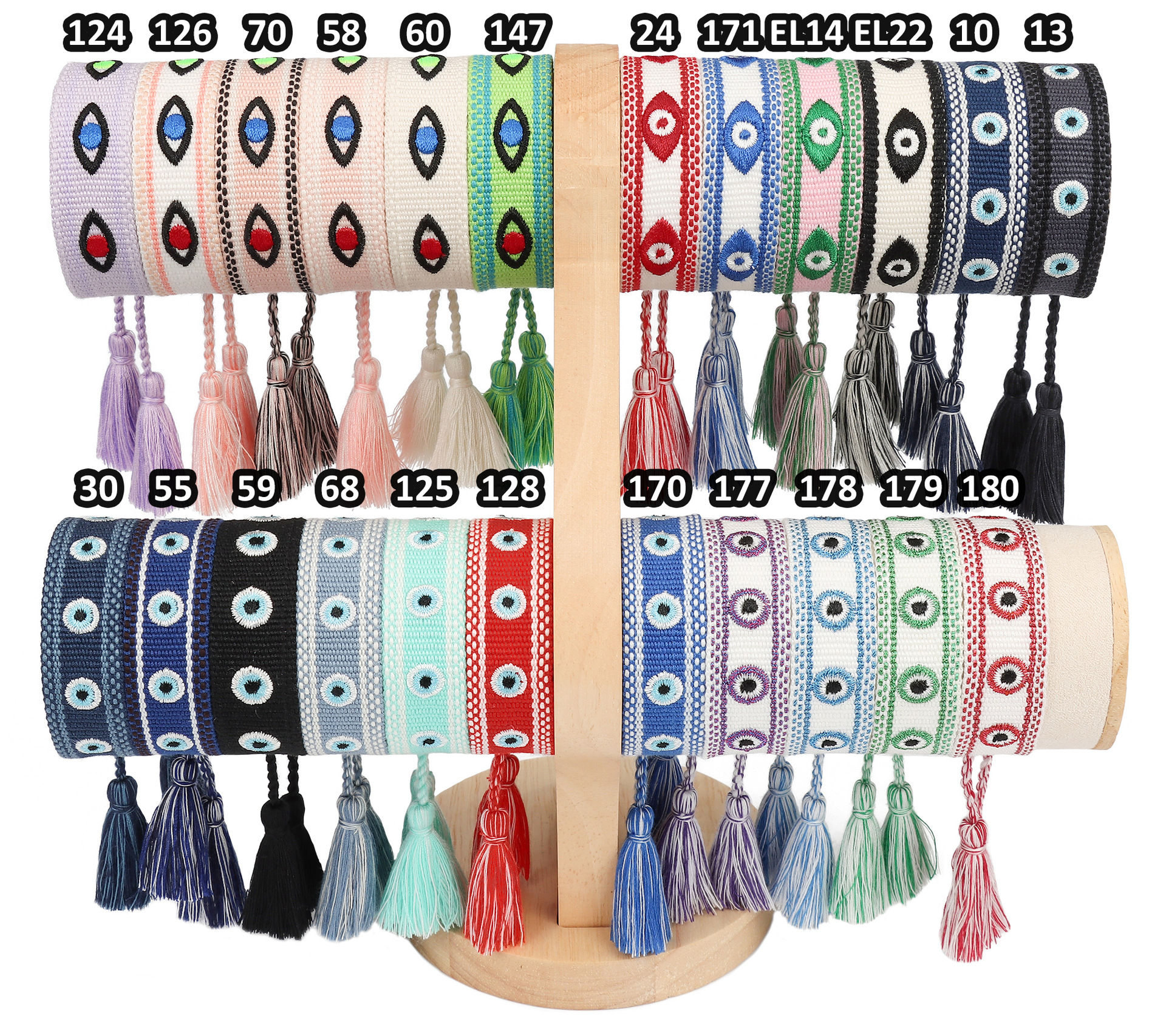8g Weight Drawstring Bracelets Classification 1 Piece Quantity Simple Style Eye Polyester Embroidery Tassel Women's Drawstring Bracelets