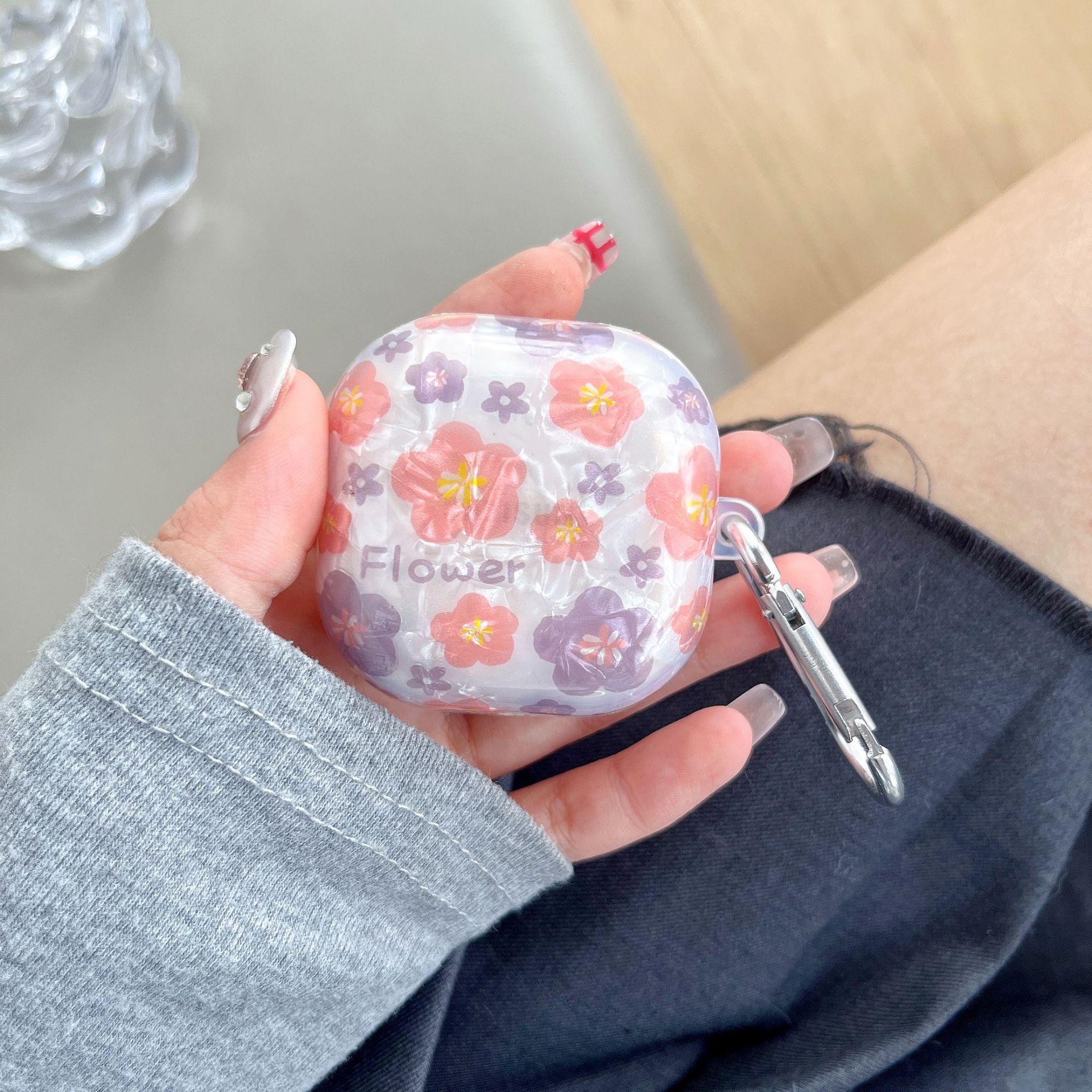 Silicone soft shell-shell pattern purple flour flower flowers