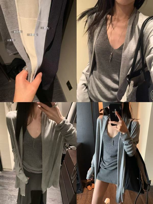 YOLO SHOP 慵懒风莱塞尔天丝针织开衫女防晒上衣夏季披肩罩衫外套|undefined