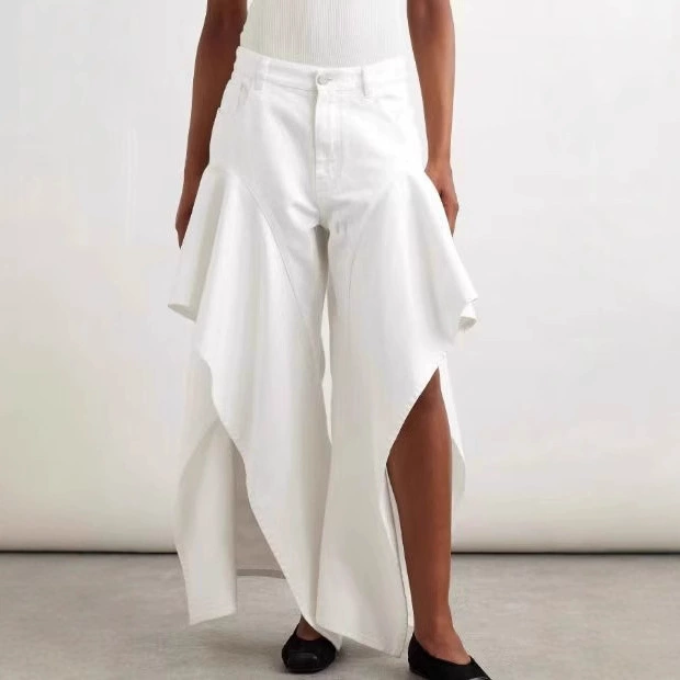 Европейский и американский курортный стиль, длинная юбка нестандартной формы, белая юбка, летняя новая повседневная юбка с разрезом