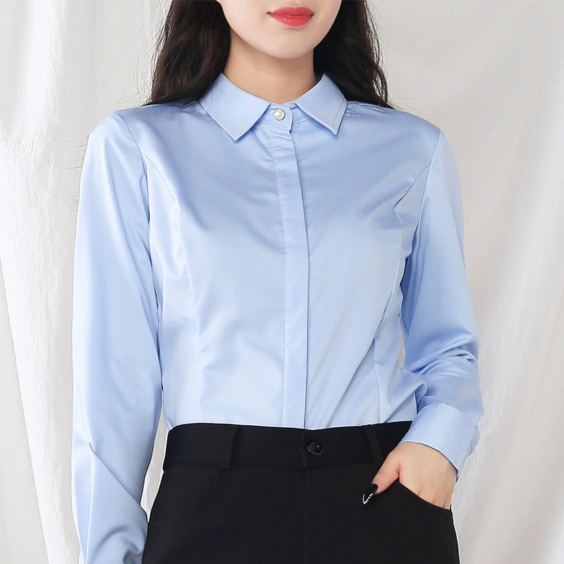 Новая Женская Профессиональная рубашка больших размеров с длинным рукавом, Облегающая рубашка с темной пряжкой и защитой от бега, официальная рубашка для спецодежды 200 кг