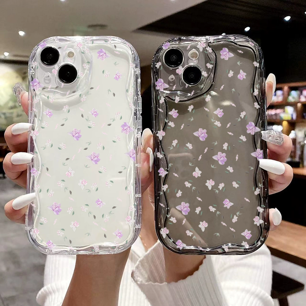 Apple, фиолетовый iPhone 15, чехол для телефона, силиконовый защитный чехол, (跨境 Торговля), цветочный принт, iPhone, 16прот max