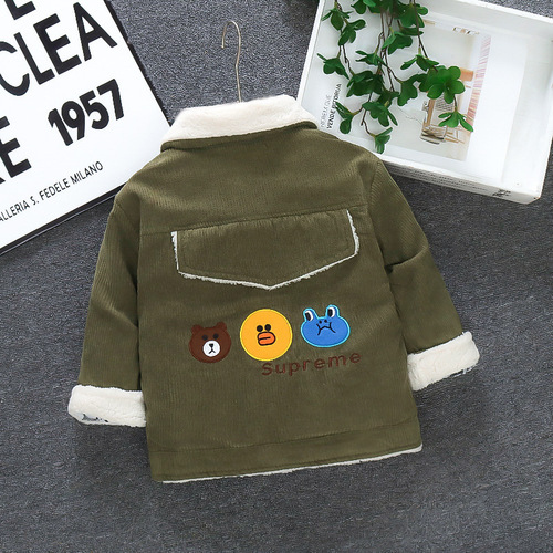 Baby Thickened Jacket  New Children's Stylish Fleece Cotton Coat Infant Corduroy Jacket Autumn and Winter Wear Boys