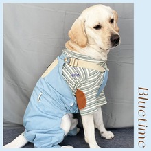 冰美式~牛仔背带裤大型犬衣服四脚秋冬加厚金毛拉布拉多幼犬保暖
