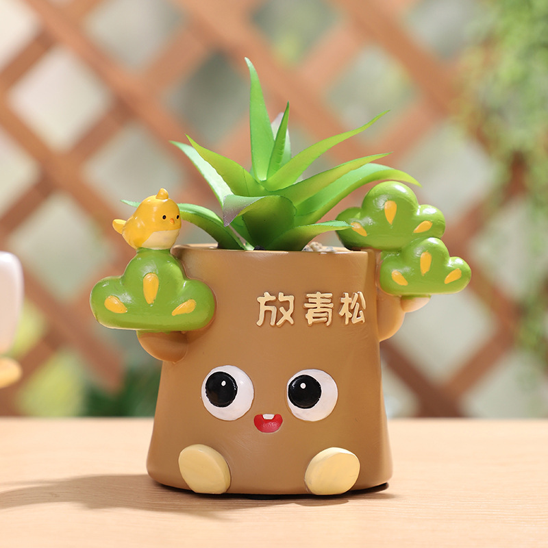 Chậu Cây Resin Chậu cây cảm xúc công sở resin, chậu cây mini để bàn, trang trí văn phòng và cây mọng nước (RG-100)