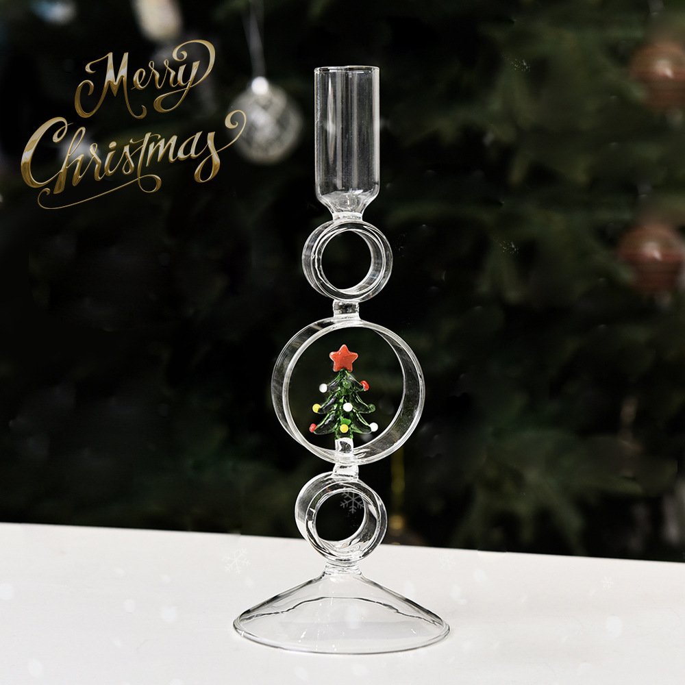 Árbol de Navidad europeo candelabros de vidrio candelabros de Papá Noel candelabros de color retro candelabros caseros decoración para el hogar