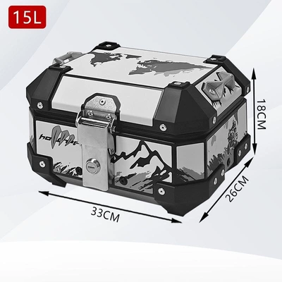 ultra-thick 15L aluminum alloy Motorcycle trunk - 15l-white-mountain-and-river-sticker-luxury-lining