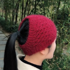 新しい女性の秋と冬暖かいニットヘッドバンドリスベルベットヘアアクセサリーベルベット耳保護ソフトカバー白髪帽子ウール帽子