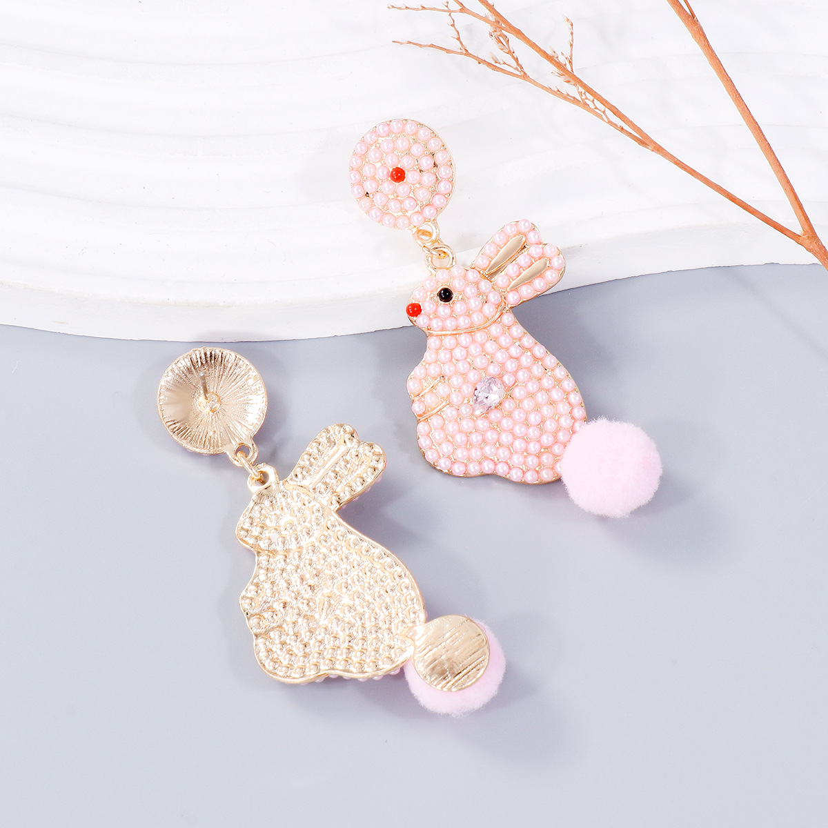 1 Pair Cute Rabbit Alloy Drop Earrings display picture 6