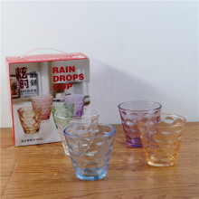 厂价直销 炫彩雨点杯两件套四件套六件套 玻璃杯套装 广告礼品杯